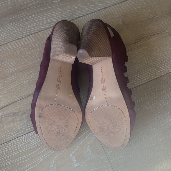 Vince Camino Burgundy Suede Heels/Sandal Booties Size 7 - Picture 2 of 6